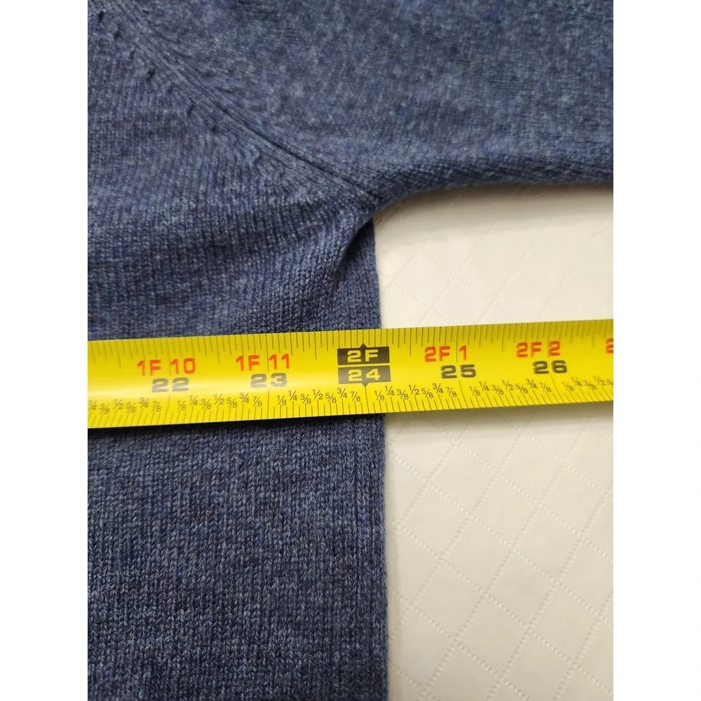 LL Bean Sweater Mens XL Blue Heather V Neck Lambswool Pullover Knit Grandpa